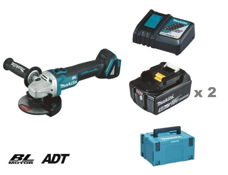 Makita DGA506RTJ Vinkelslip 18V, 125mm komplett