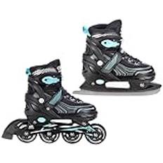 CROXER Optima 2-i-1 skridskor, inline-skridskor, inlines, för barn, vuxna, justerbara (svart/mint, 39–42 (24 cm – 26,5 cm))