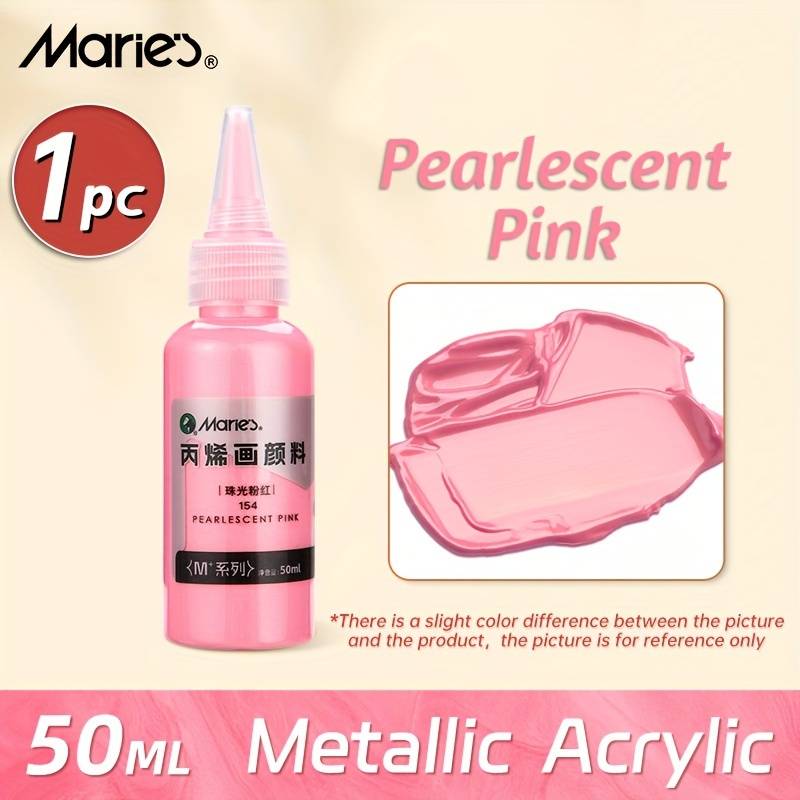 TEMU Marie's Pearlescent Pink Acrylic Pigment, 50ml/1.69oz - Metallic Finish Art Supplies For Rock, Wood, Glass | Ideal For Artists & Painting Enthusiasts