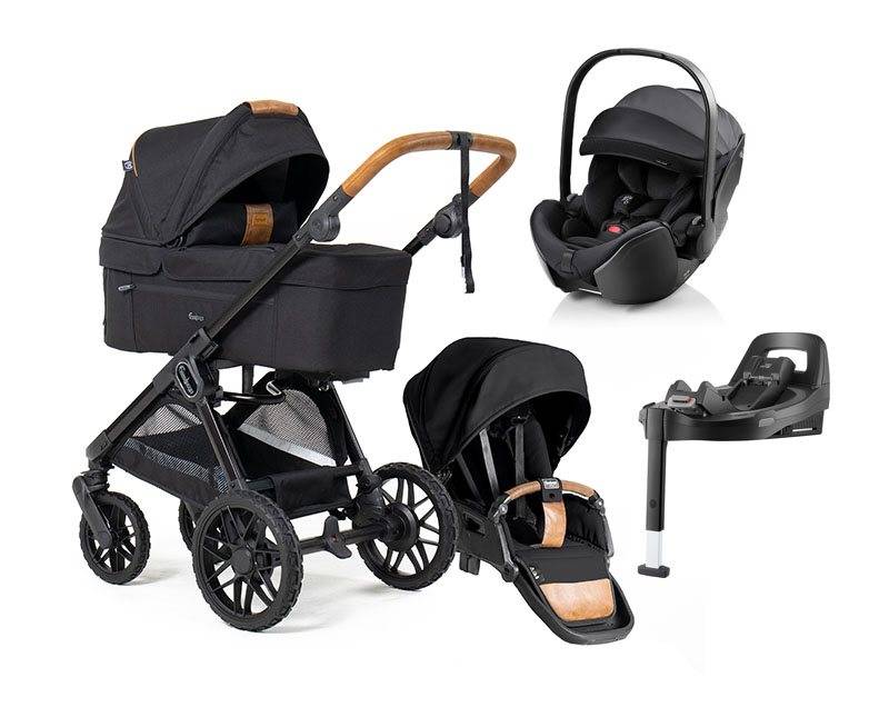 Emmaljunga Sento Pro duovagn Flat+ 2027 + Britax Römer Baby-Safe Pro babyskydd + bas