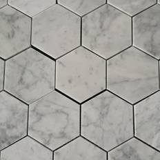 Marmormosaik Carrara Hexagon Polerad 10x12 cm