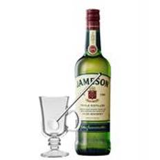 Jameson Triple Distilled Gavesæt m. The Irish Coffee Set glas + sugerør Blended Irish Whiskey 40%
