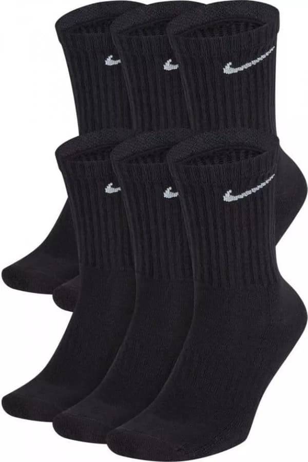 Nike High Socks Sorte 6-pak Everyday Cushion Crew DRI-FIT SX7666-010 L