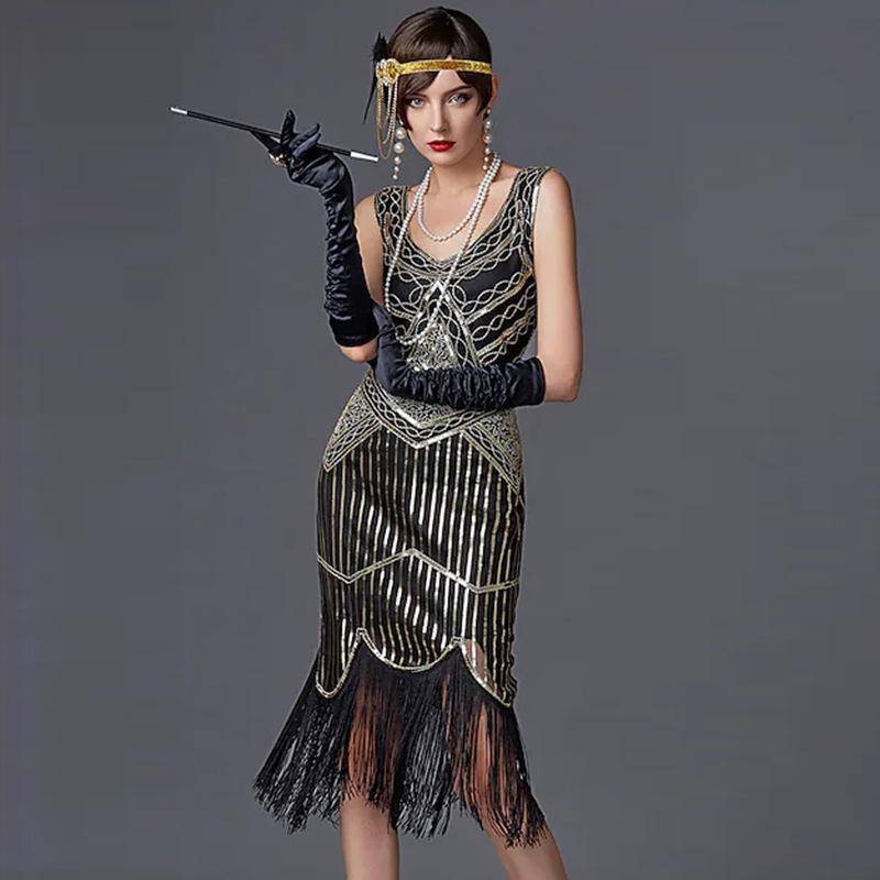 1920-tals Retro Fransklänning - Gatsbybal Scenföreställningskostym cm