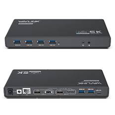 USB C Laptop Docking Station, WAVLINK USB A/USB C DockingStation für Windows und MAC OS, Einzel 5K/Dual 4K @60Hz mit 65W Ladestation, 2 HDMI & 2 DP, Gigabit Ethernet, 6 USB 3.0 Ports, Audio/Mic