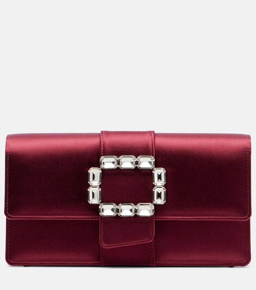 Manolo Blahnik Clutch Maycapjou de satén adornado - borgoña - Talla Única