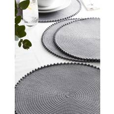 Next Set of 4 Charcoal Grey Pom Pom Placemats