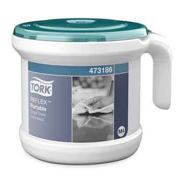 Dispenser Torkrulle Tork M4 Reflex C-matad Bärbar Startpack vit / turkos