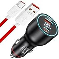 100 W cigarettändare USB-laddare för Oneplus Supervooc Charge, USB C billaddare billaddare dubbel port USB C laddningskabel billaddare för OnePlus 12 11 10Pro Nord 2T Nord 4 CE 4 Lite OPPO Reno 11F