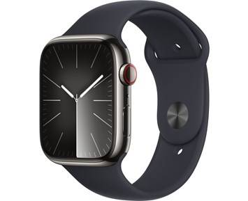 Apple Watch Series9 GPS + Cellular 45mm Graphite Stainless Steel Case with Midnight Sport Band - S/M - Fyndvara