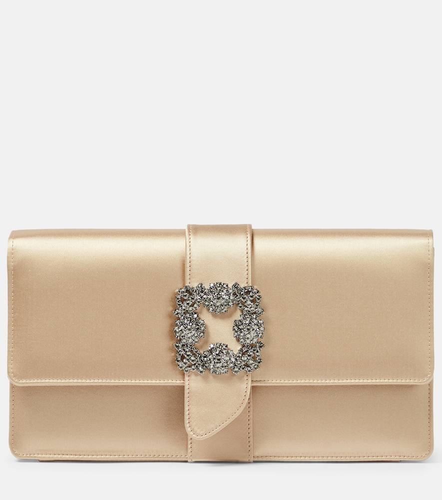 Manolo Blahnik Clutch Capri de satén adornado - beige - Talla Única