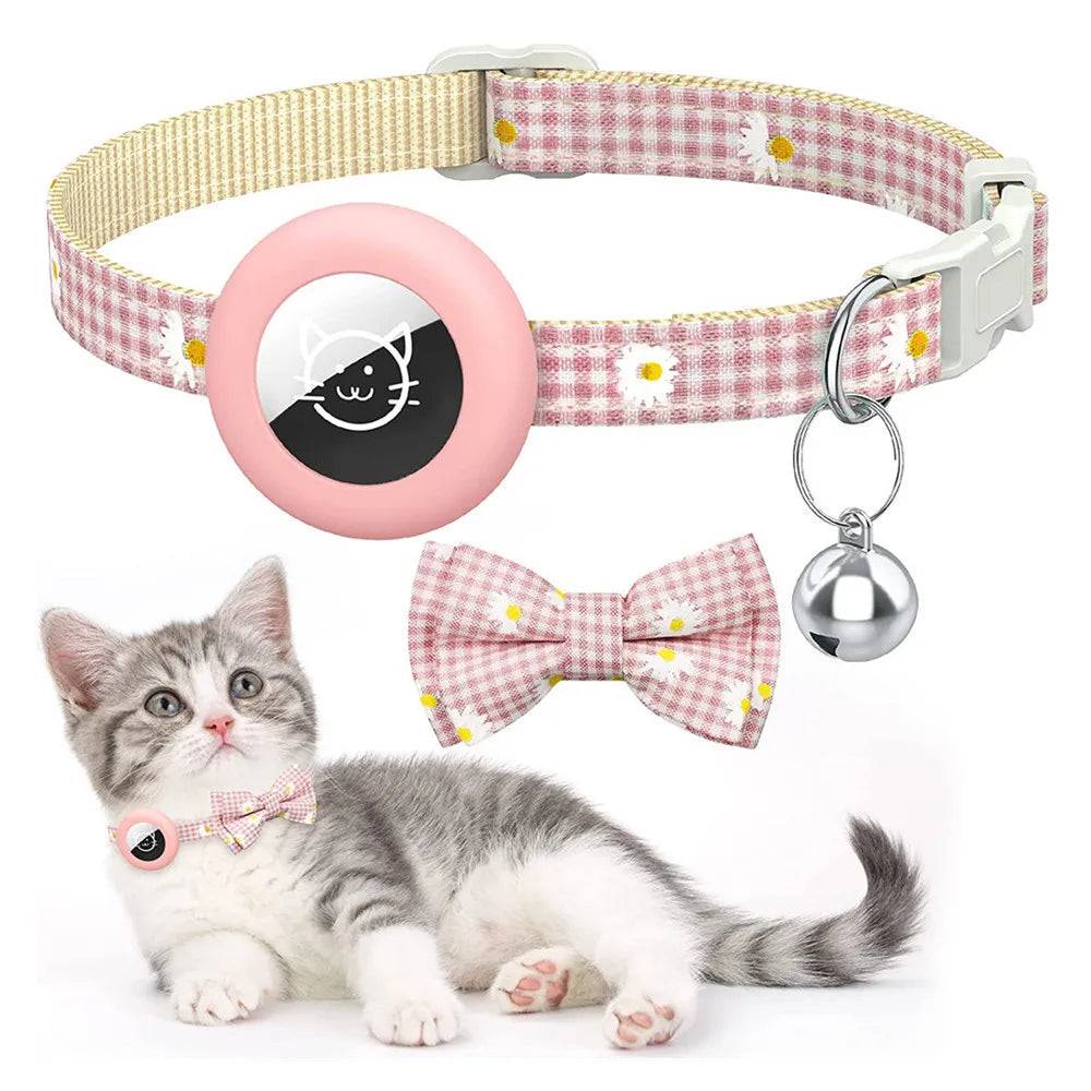 Breakaway Cat Collar with AirTag Holder & Bell - Pink