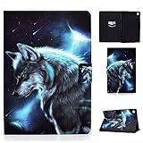 LSPCASA Samsung Galaxy Tab A9 Plus fodral för Galaxy Tab A9 11 tum 2023 (SM-X210/X215/X216) flip PU-läder skyddande skal med stativ kortplats surfplatta skal för Galaxy Tab A9 /A9 Plus-Wolf