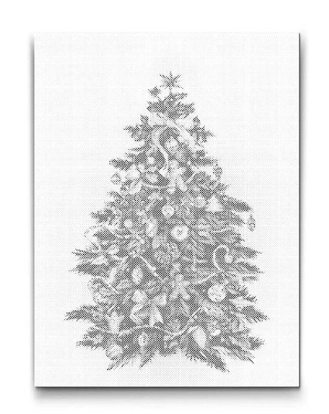 JULGRAN | PRICKMÅLNING - 60x80cm (24'' x 32'') / Duk - Utan ram / Svart