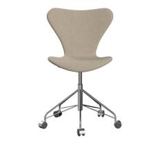 Fritz Hansen - 3117 Sjuan - Helklädd, Tyg, Hallingdal 200 - Skrivebordsstole - Arne Jacobsen - Beige