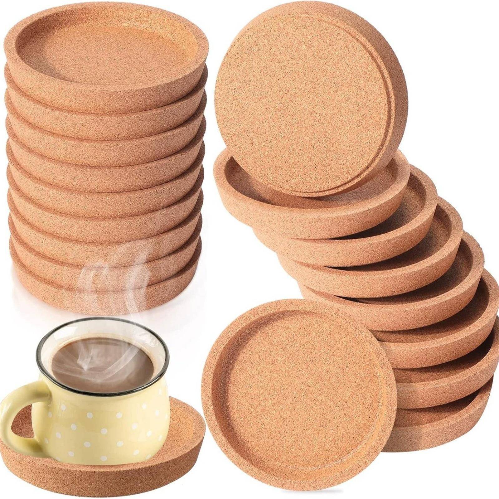 Rund korkunderlägg Värmetålig Isolerande Koppunderlägg för Kaffe Te Drycker Skyddar Ytor från Värme och Fukt