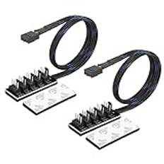 CERRXIAN 4-stifts PWM PC fläktnav PC 5-vägs splitter, PC CPU-kylning 4 PIN/3PIN fläkt strömkabel nav splitter adapter för stationär dator kylväska fläktar 1 till 5 sätt (1 fot) – 2 st