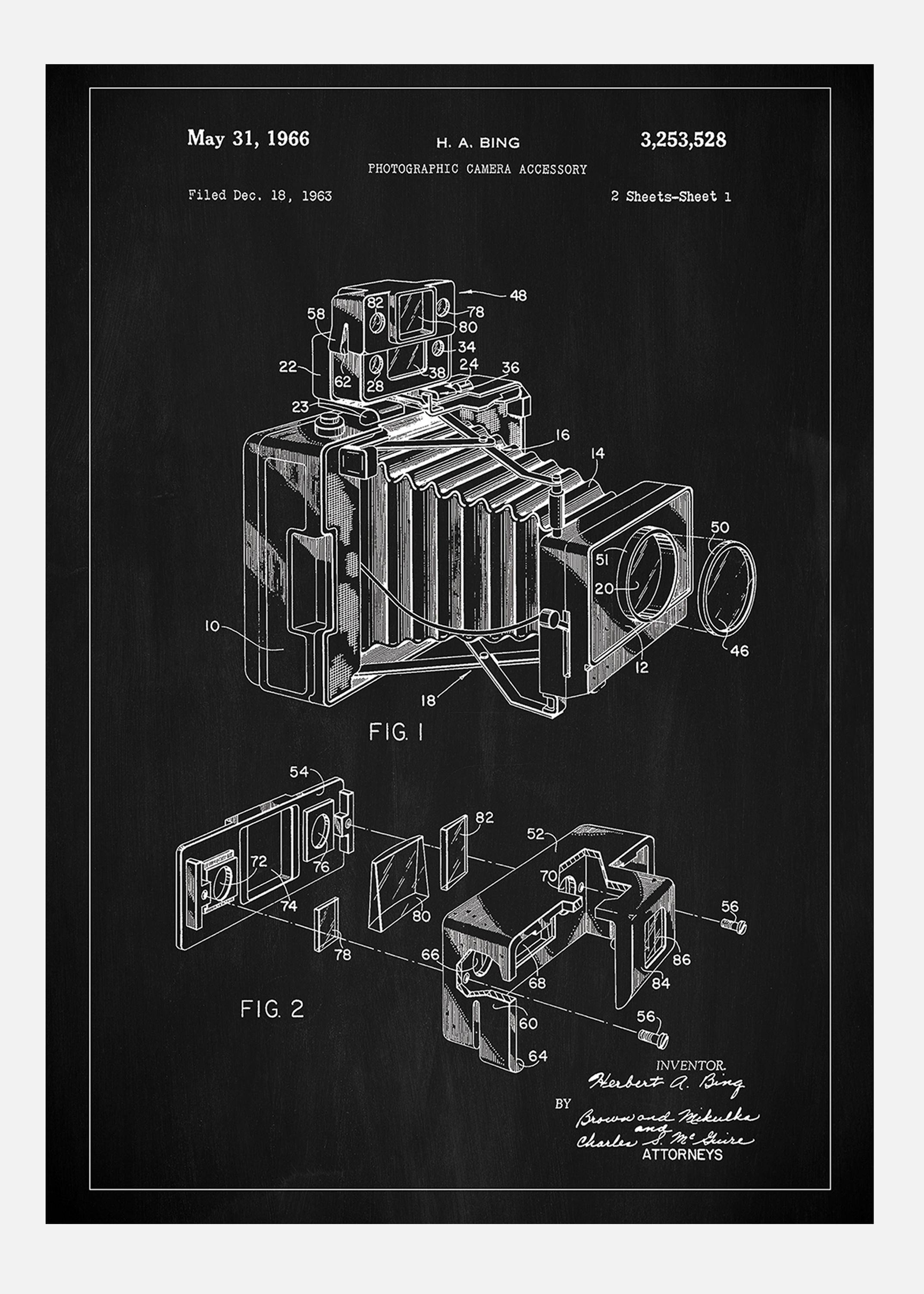 Patent Print - Photographic Camera - Black Canvastavla (70x100 cm)