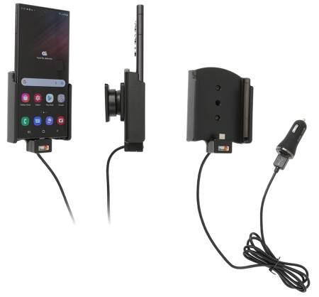 Brodit Aktiv hållare med USB-kabel och cigg-adapter, Samsung Galaxy S22 Ultra 5G (SM-S908B/SM-S908B/DS)