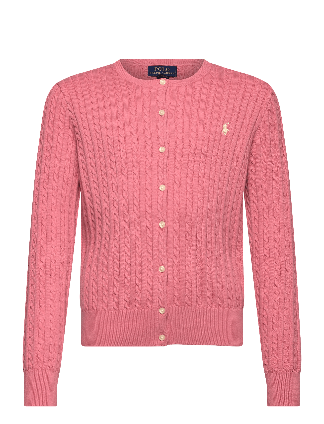 RALPH LAUREN KIDS Mini-Cable Cotton Cardigan | Pink | 132-140