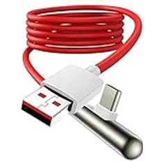 USB C-kabel för OnePlus 12 11 9 Pro, 8A USB C laddningskabel 90 graders vinkel Dash Charge kabel 2 m/6 fot Warp Charge laddningskabel USB typ C snabbladdning datakabel för OnePlus 12R Nord 2T CE 3