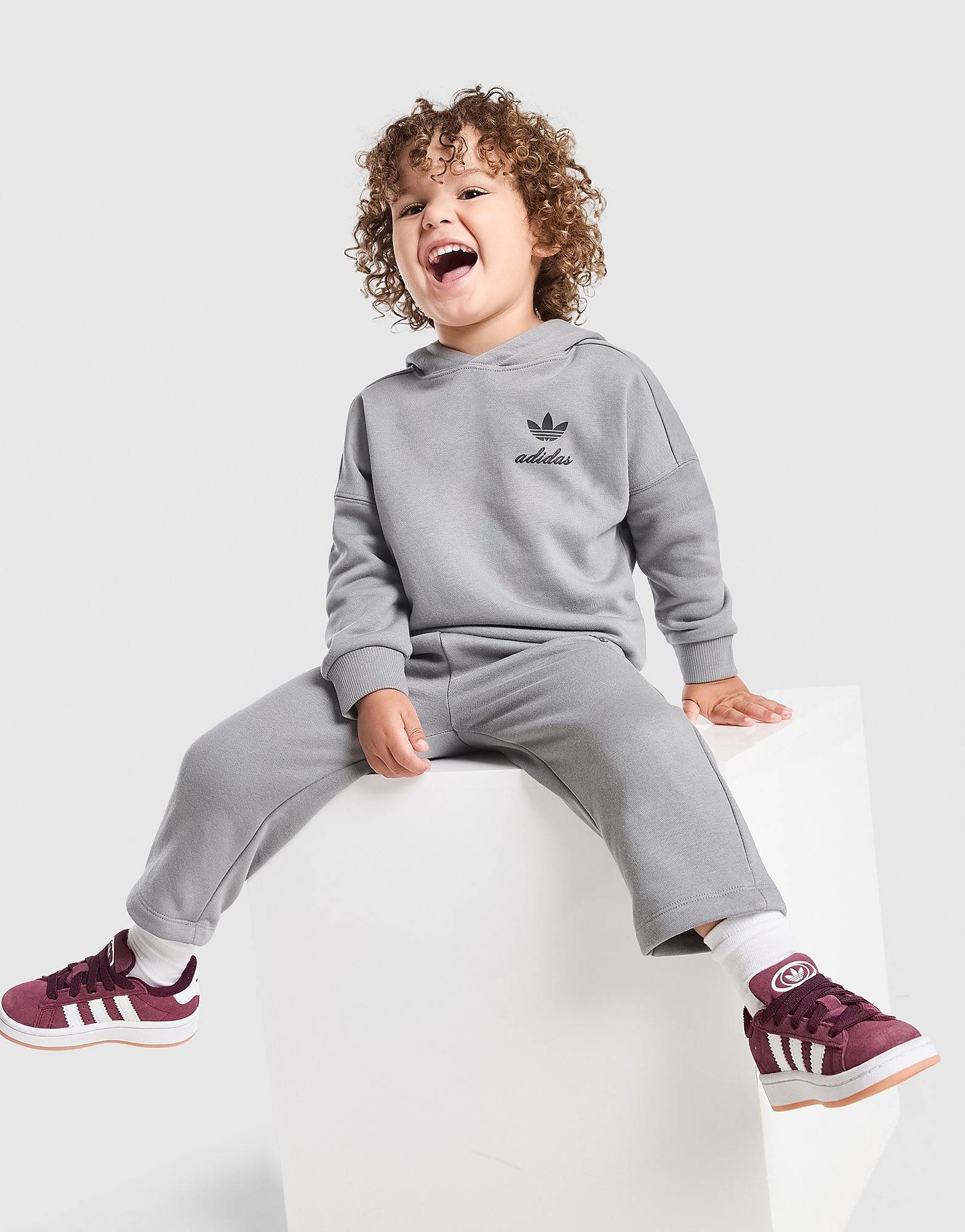adidas Originals Script Overhead Wide Leg Tracksuit Infantr, grå - 6-9M