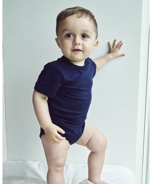 JBS kortærmet navy bambus-bodystocking til baby - 56 - 86