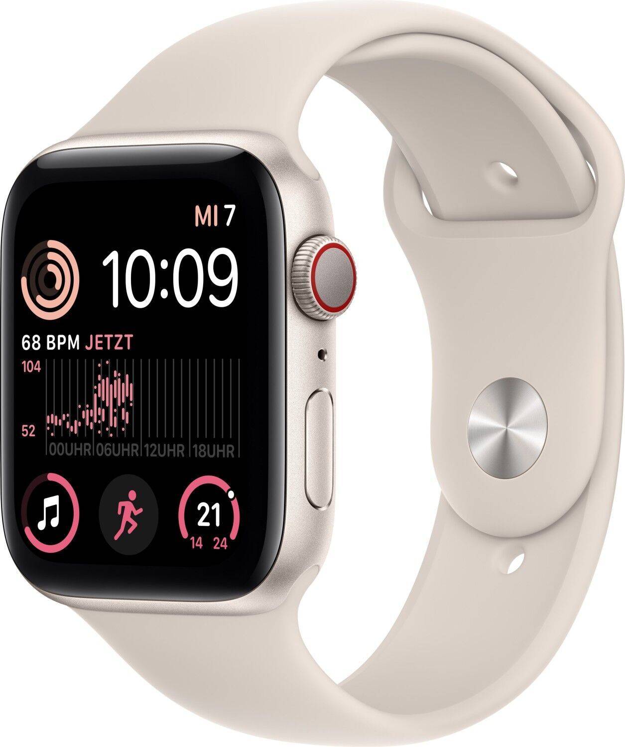 Apple Watch SE 44 mm (2022) | GPS + Cellular | Stjerneskær | Sportsrem Stjerneskær M/L