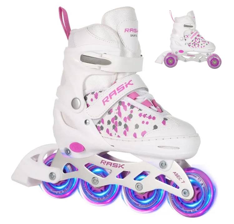RASK 3i1 SPLASH Rulleskøjte WHITE med LYS i ALLE HJUL