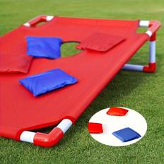 TEMU Outdoor Fun | Portable Cornhole Game Set - Foldable & Durable Abs Bean Bag Toss With 6 Sandbags, Ideal For Parties, Camping & Backyard Fun,