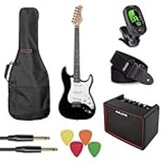 Eko Guitars GEE ST100-BLK elgitarr svart komplett set med förstärkare och tillbehör