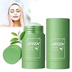 2 stycken grön mask stick Probuk Green Stick pormaskar, Blackhead Remover Mask, Green Tea Clay Mask Stick, Deep Cleansing Smearing Mask, återfuktande närande hud, Removes Blackheads