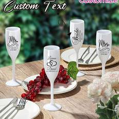 Anpassade champagneflöjter med namngravyr, personliga herr och fru graverade vinglas, personligt splitterskyddat glas, anpassningsbart med namngravyr, - flerfärgad (1 st - Svart,1 st - vit,1 st - Rosa)