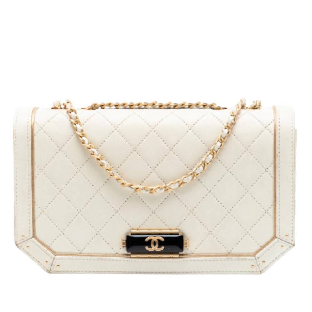 Chanel Vintage Pre-owned Flap Skuldertaske - Vintage - Dame - Beige - ONE SIZE - Uld