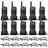 Retevis RT668H Walkie Talkie med Skärm, Uppladdningsbara Walkie Talkies 1200mAh, Laddningsbas Type-C, Kompakt, VOX, Professionell Walkie-Talkie med Headset för Butik, Restaurang (10 st, Svart)