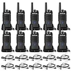 Retevis RT668H Walkie Talkie med Skärm, Uppladdningsbara Walkie Talkies 1200mAh, Laddningsbas Type-C, Kompakt, VOX, Professionell Walkie-Talkie med Headset för Butik, Restaurang (10 st, Svart)
