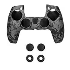 NiTHO Fodral för PS5-kontroller, 1x skyddsfodral i silikon, halkfritt skal, set med 2 tumhandtag och extra precisionsringar, Playstation 5-tillbehör - Camo