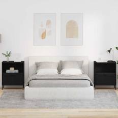 vidaXL Sengeborde 2 pcs Sort 49 x 36 x 61 cm Konstrueret træ
