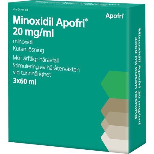 Minoxidil Apofri Kutan lösning 20 mg/ml Minoxidil 3 x 60 milliliter