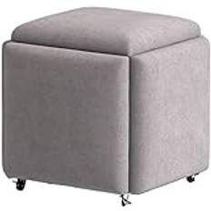 Stool Cubes, 5 in 1 Nesting Ottoman Cube Chair, Movable Footstool, Stackable Sofa Chair Stools, Rolling Chair for Living Room Bedroom for Living Room, Dining Room,09,Small