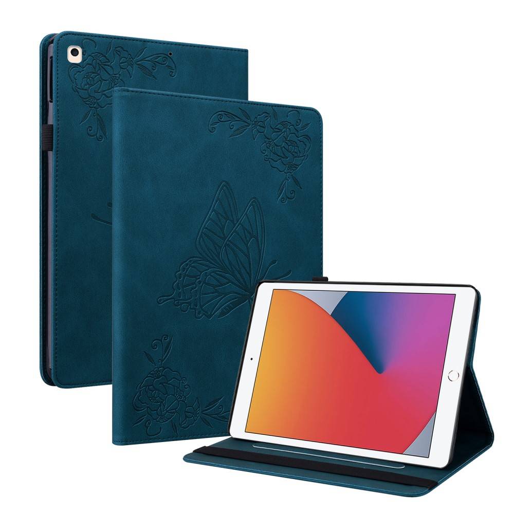 Läderfodral Fjärilar Apple iPad 10.2 8th Gen (2020) Blå