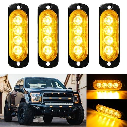 DREAMIZER 12 V 24V stroboskopiska sidoljus, 4 st 4 lysdioder blixtlampa varning bacon ljus bar nödljus för bil lastbil traktor backhoe hissar ATV UTV pickup