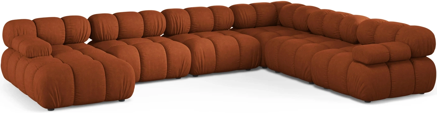 U-sofa Micadoni Bellis højrevendt teglrød Liberty 9 strukturstof 8-sæders B376xD282 cm