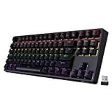 RK ROYAL KLUDGE Sink87G RGB 80 % mekaniskt tangentbord, trådlöst 2,4 G tio nyckellöst mekaniskt tangentbord med makroinställning, 87 tangenter, taktila bruna brytare (svart)