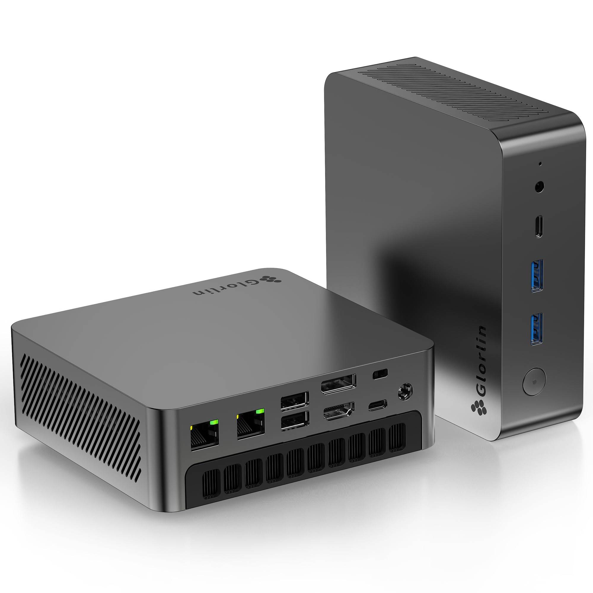 Glorlin Mini PC AMD Ryzen 7 PRO 8845HS Release 2026 High Mini PC 16GB DDR5 500GB SSD 8 Cores 16 Threads Up to Up to Expandable Small PC 4K Output to 4