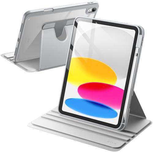 JETech Roterande Fodral för iPad (A16) 11:e/10:e Generationen (2025/2022) med Pencil Hållare, 360 Grader Roterande Skyddande Stand Case Klar Tillbaka, Automatisk Väckning/Sömn (Silver)