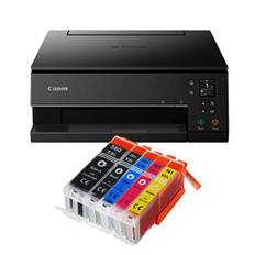 IC-Office TS6350a Farbtintenstrahl-Multifunktionsgerät All-in-One 3-in-1 (Drucker, Scanner, Kopierer, USB, WLAN, Apple AirPrint) Schwarz + 5 XXL Tintenpatronen