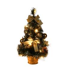 40cm Artificial Tabletop Xmas Tree Mini Xmas Decoration Tree with LED Light Decoration for Xmas Day brun
