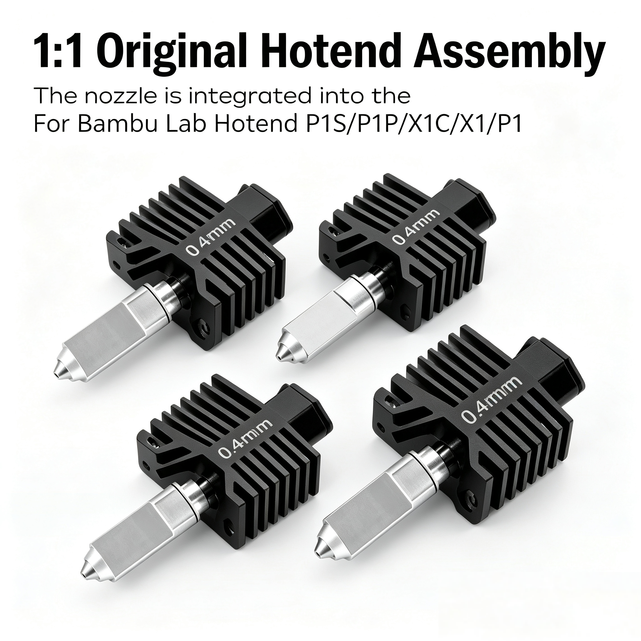For Bambu Lab P1 X1 Series Integrated All Metal Hotend Kit Hardened Steel Nozzle 0.2 0.4 0.6 0.8 for Bambulab P1 P1P P1S X1 X1C