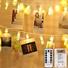 Mitening 40 LED-pinnlampor, LED fotoklämma ljusslingor inomhus USB/batteridrivna hängande fotoramar dekorationer för sovrum bröllop julfest